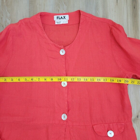 FLAX Women's Jacket Top in Coral 100% Linen Size Small with buttons - Picture 7 of 11